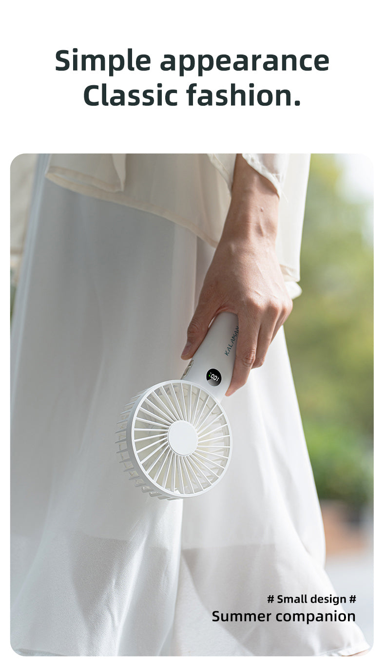 KALAMAN Handheld Fan, 12000 RPM 3600mAh Portable Hand Fan, Mini Personal Rechargeable Hand Held Fan, Max 15Hrs Battery Operated USB Small Fan with 5 Speeds