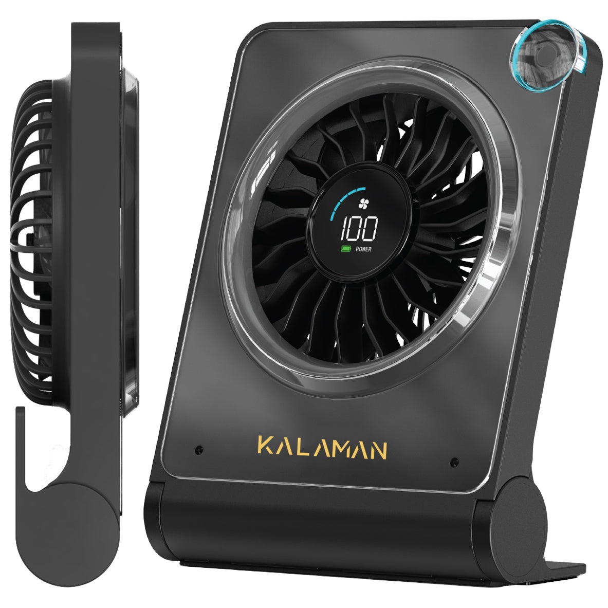 KALAMAN Portable Desk Fan, 4000mAh Quiet Table Fan with Turbo Airflow, 100-Gear Speed Digital Display & Adjustable Tilt, Rechargeable Battery Portable Fan (K6)