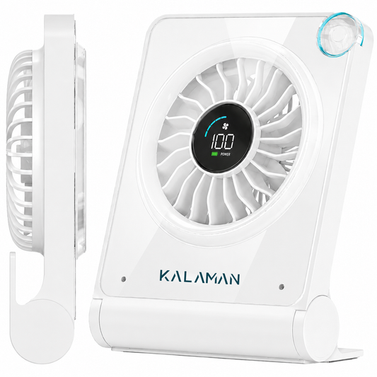 KALAMAN Portable Desk Fan, 4000mAh Quiet Table Fan with Turbo Airflow, 100-Gear Speed Digital Display & Adjustable Tilt, Rechargeable Battery Portable Fan (K6)