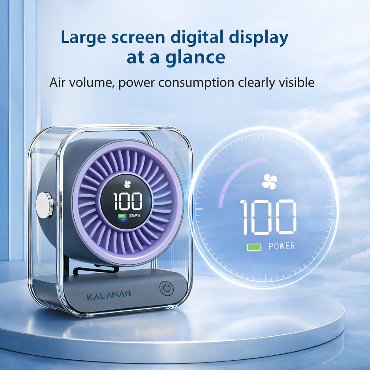 KALAMAN Desk Fan, 4000mAh Ultra Quiet Air Circulator Fan, 5 Speeds with Strong Airflow, 120° Rotate Portable Fan For Bedroom Home Office Desktop Travel