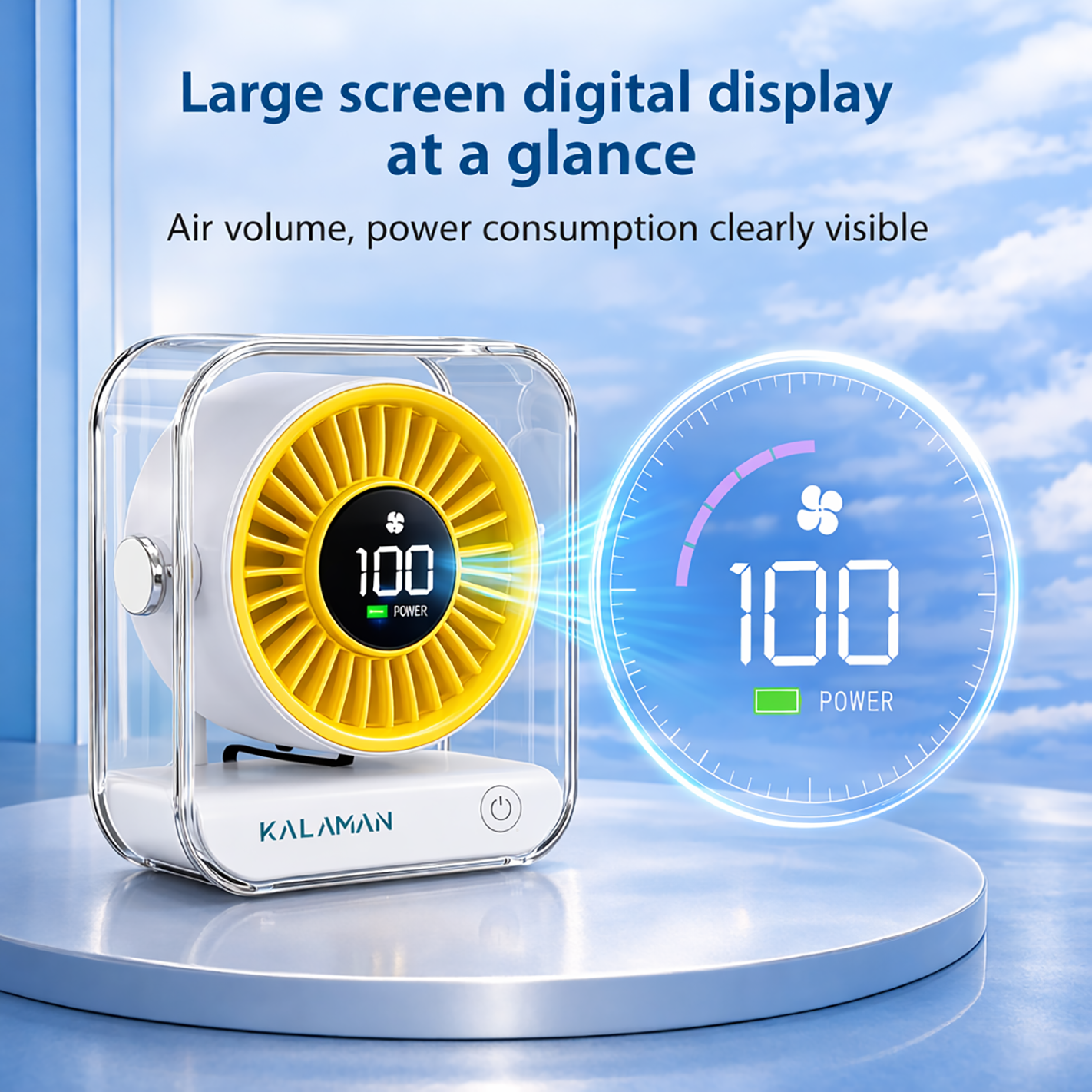 KALAMAN Desk Fan, 4000mAh Ultra Quiet Air Circulator Fan, 5 Speeds with Strong Airflow, 120° Rotate Portable Fan For Bedroom Home Office Desktop Travel