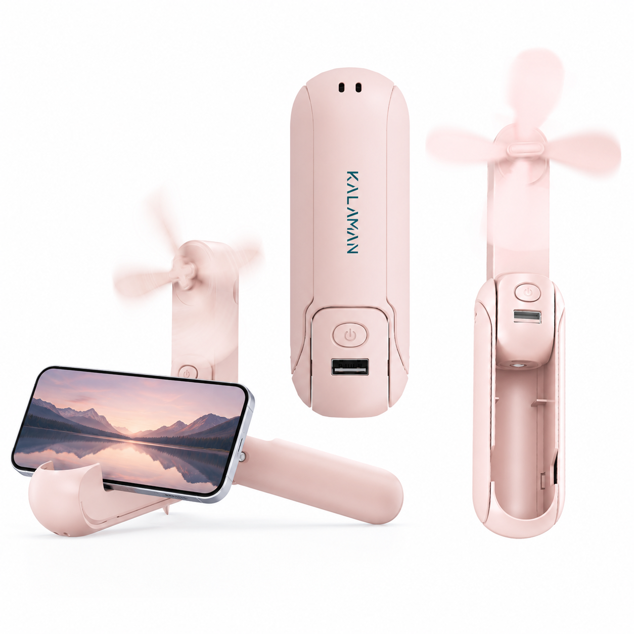 KALAMAN 4 IN 1 Pocket Fan Handheld Mini Fan, 2000mAh USB Rechargeable Portable Fan