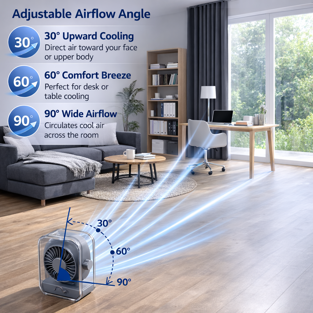 KALAMAN Desk Fan, 4000mAh Ultra Quiet Air Circulator Fan, 5 Speeds with Strong Airflow, 120° Rotate Portable Fan For Bedroom Home Office Desktop Travel