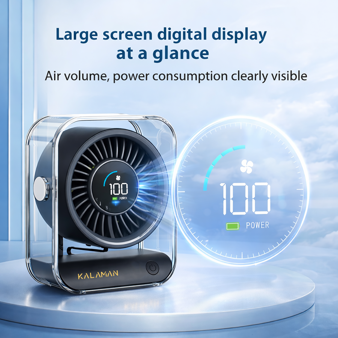 KALAMAN Desk Fan, 4000mAh Ultra Quiet Air Circulator Fan, 5 Speeds with Strong Airflow, 120° Rotate Portable Fan For Bedroom Home Office Desktop Travel